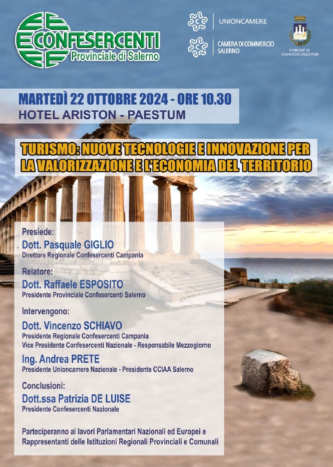 Patrizia de Luise a Paestum al convegno "Turismo, nuove tecnologie e innovazione per la valorizzazione e l'economia del territorio"